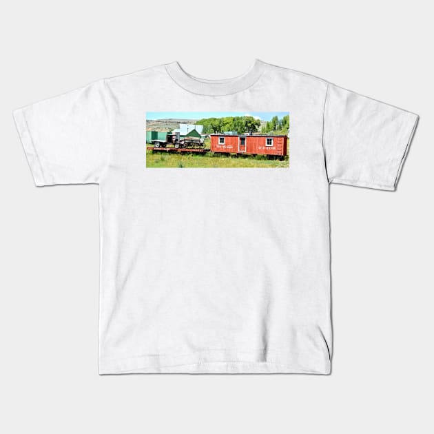 Red Train and Wagon Kids T-Shirt by Scubagirlamy